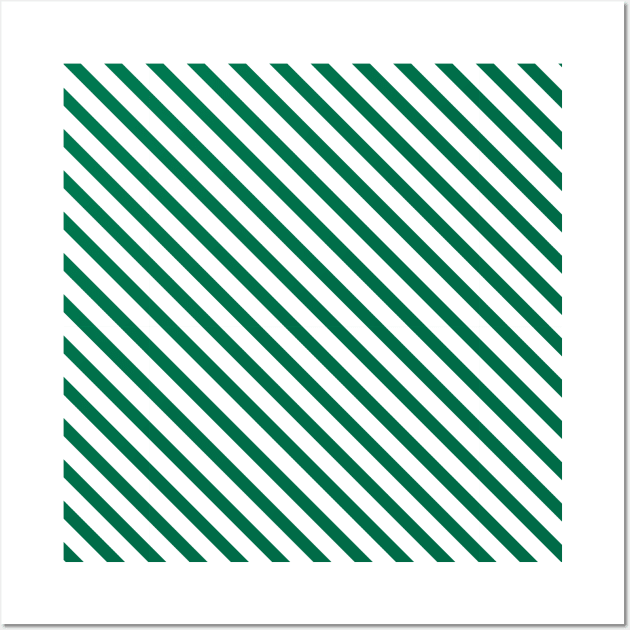 Green and White Candy Cane Stripes Diagonal Lines Wall Art by squeakyricardo